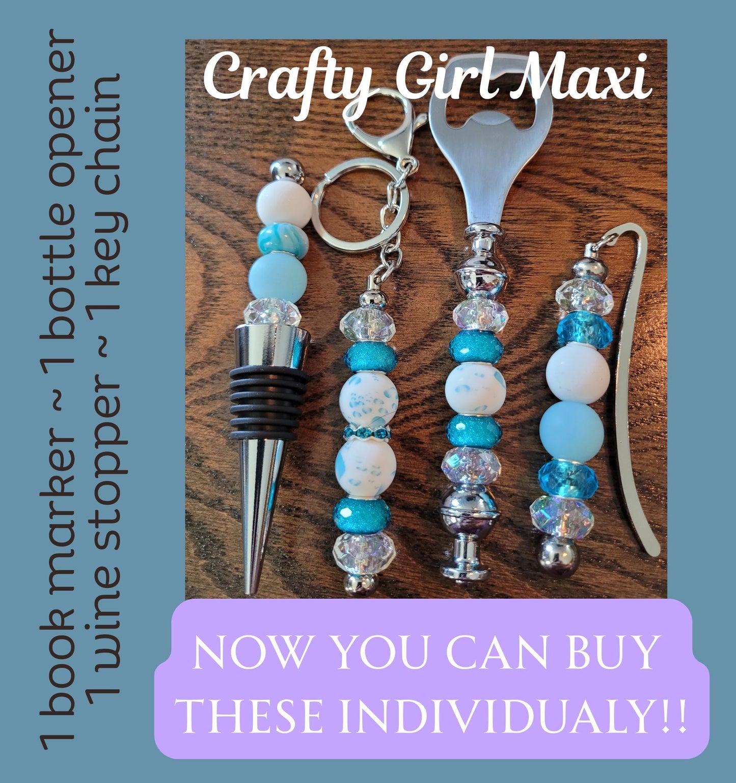 Blue and White Wine accessory gift wine stopper bottle opener book marker keychain wine gift set, barware accessories