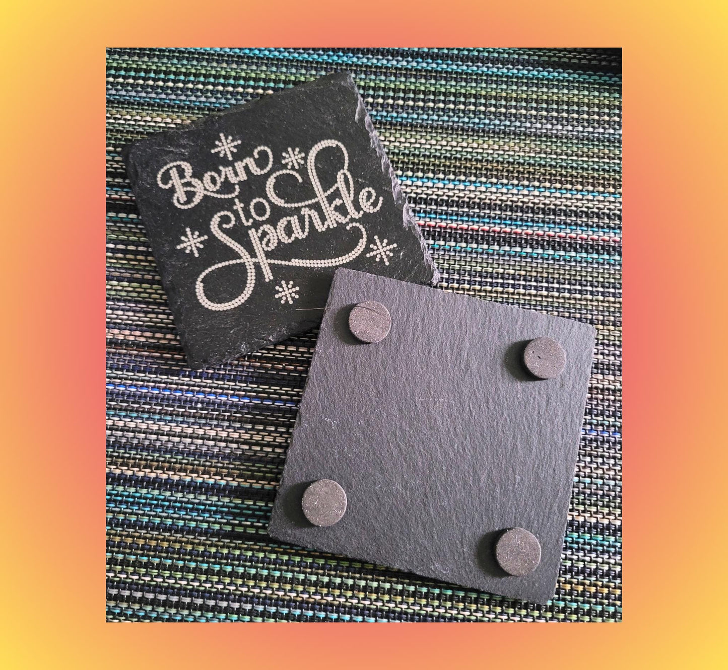 4" Laser Engraved Craft Coasters Unique Crafters Designs for Home or Studio Decor | Perfect Gift for Creative Minds Rhinestone themed design