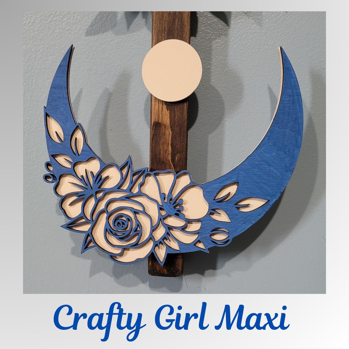 Moon Phase Wooden Wall Art Painted Bohemian eclectic design. Laser Cut Celestial Decor Flower Moon Wall Hanging Unique Home Design Piece