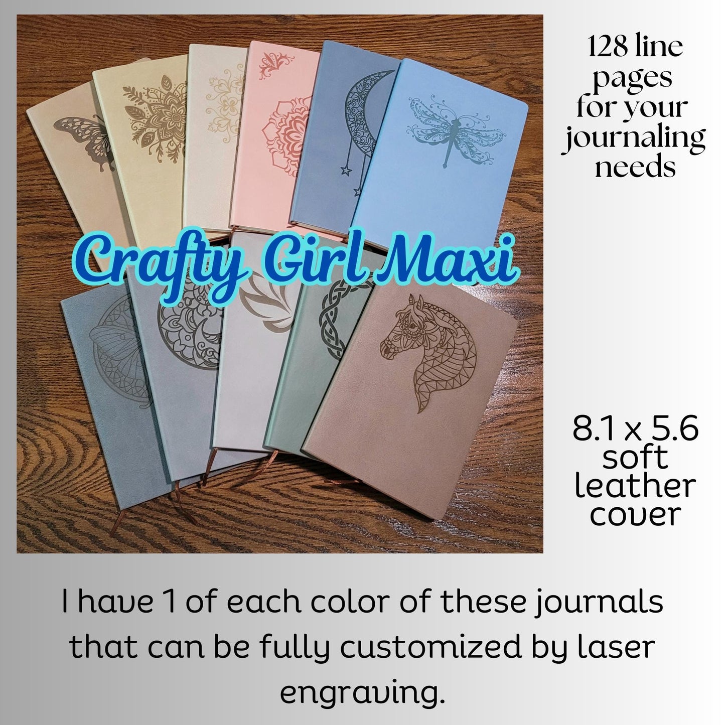 Leather Journal Blank Notebook Customizable Laser Engraved Personalized Gift for Writers, Diary, Sketchbook, Special Someone Keepsake