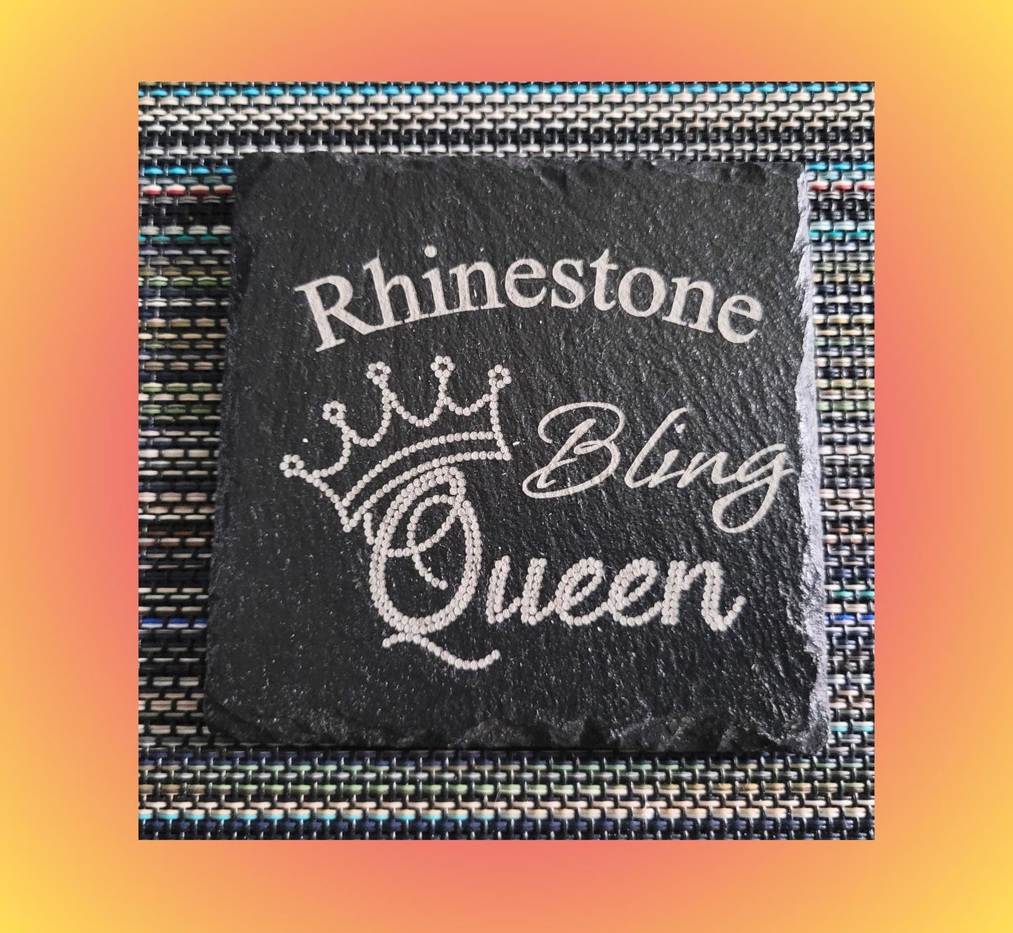 4" Laser Engraved Craft Coasters Unique Crafters Designs for Home or Studio Decor | Perfect Gift for Creative Minds Rhinestone themed design