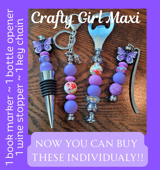 Weekend gift set in purple butterfly Wine accessory gift wine stopper bottle opener book marker keychain wine gift set, barware accessories