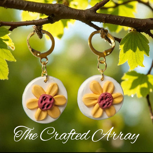 Sunflower Dangle Earrings: Polymer Clay Floral Jewelry