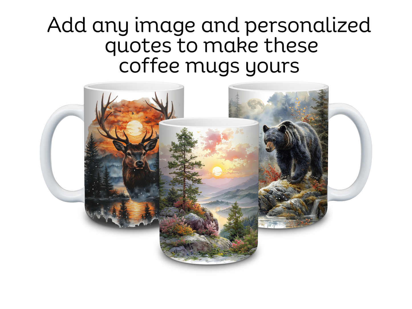 Custom Coffee Mug Set with Coaster - 15oz Sublimation Ceramic Mugs, Personalized & Customizable Gift for Coffee Lovers custom mug design