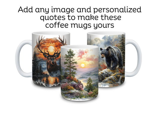 Custom Coffee Mug Set with Coaster - 15oz Sublimation Ceramic Mugs, Personalized & Customizable Gift for Coffee Lovers custom mug design